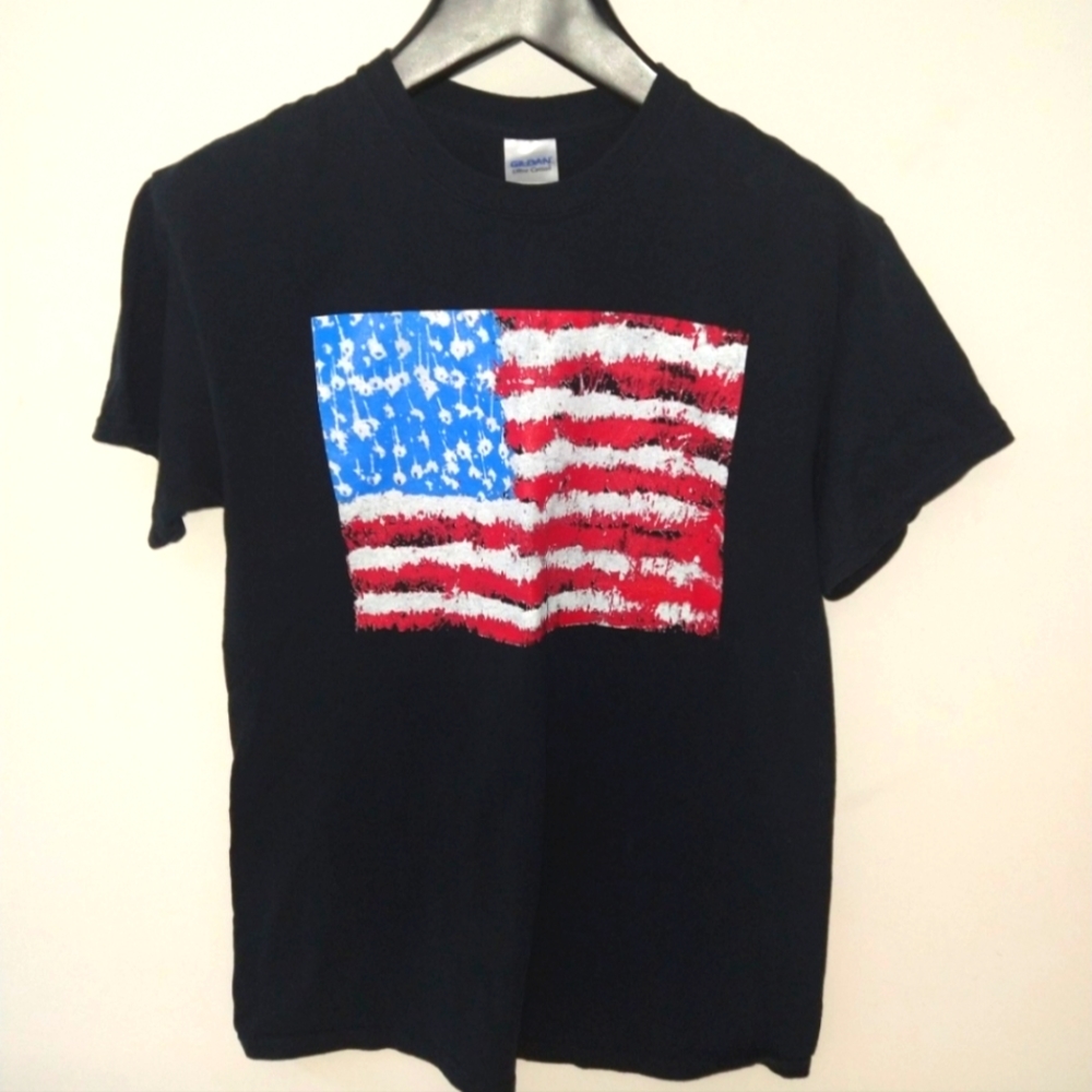 Tee Shirt Black American Flag Artist Size Medium Unisex